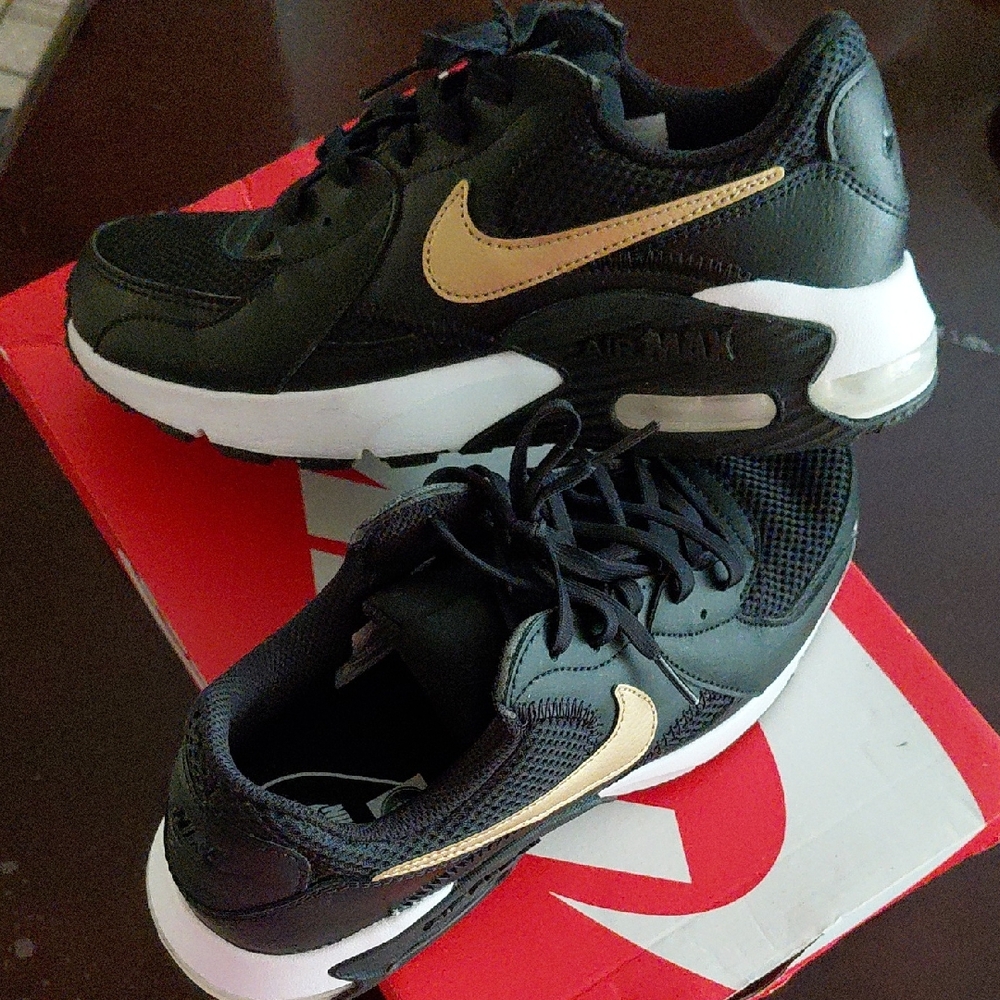 Nike Black and Gold Air Max Sneakers
